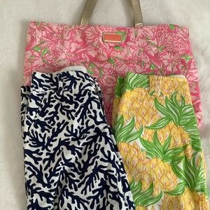 2 Pairs of Lilly Pulitzer Shorts size 0 and pink Tote Bag